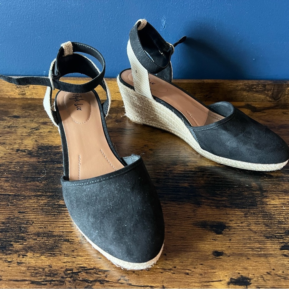 Black Wedge Espadrilles